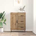vidaXL Servírovacia skriňa so zásuvkou Remeselný Dub 69,5 x 34 x 90 cm – Obrázok 4