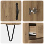 vidaXL Servírovacia skriňa so zásuvkou Remeselný Dub 69,5 x 34 x 90 cm – Obrázok 9
