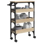 vidaXL Kuchynský vozík Sonoma dub 53 x 20 x 76 cm Kompozitné drevo – Obrázok 3