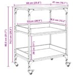vidaXL Kuchynský vozík Sonoma dub 60 x 41 x 80,5 cm Kompozitné drevo – Obrázok 12