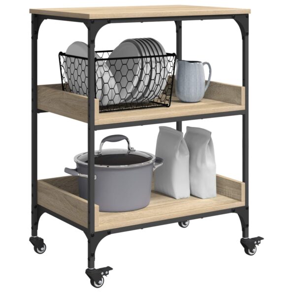 vidaXL Kuchynský vozík Sonoma dub 60 x 41 x 80,5 cm Kompozitné drevo – Obrázok 3