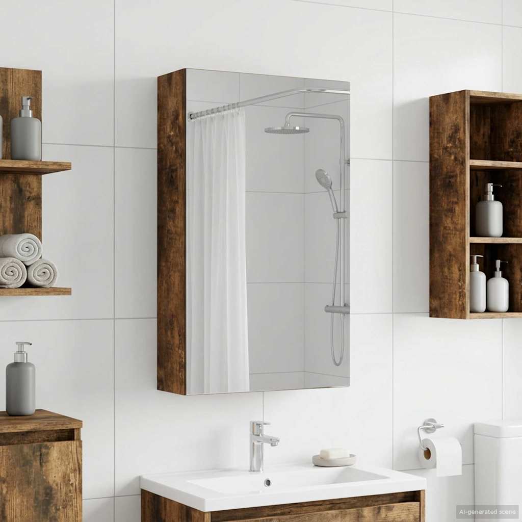 889011_1.jpg vidaXL Kúpeľňová zrkadlová skrinka Dymová dub 30 x 10,5 x 50 cm – Obrázok 1