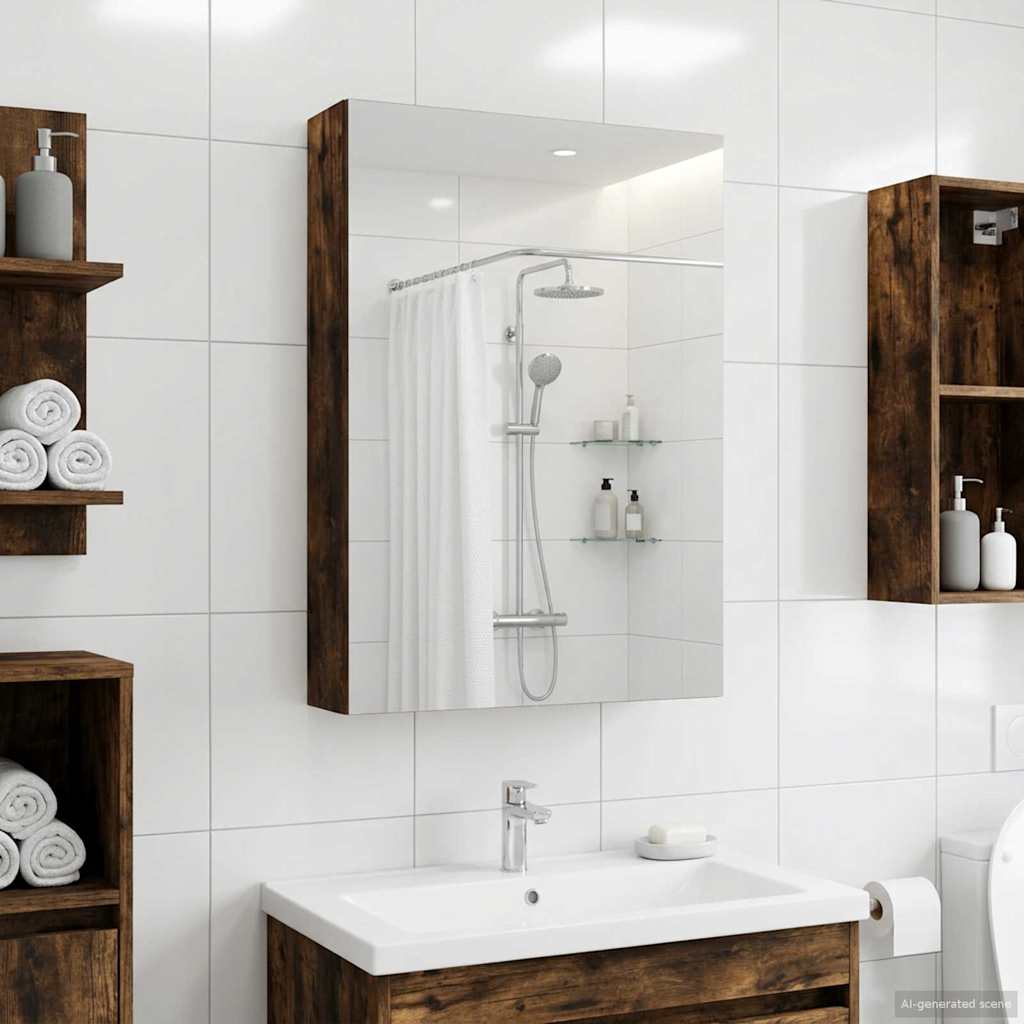 889027_1.jpg vidaXL Kúpeľňová zrkadlová skrinka Dymová dub 40 x 10,5 x 60,5 cm – Obrázok 1