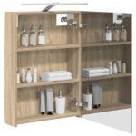 vidaXL Kúpeľňová zrkadlová skrinka Sonoma dub 50 x 14,5 x 70 cm – Obrázok 3