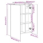 vidaXL Kúpeľňová zrkadlová skrinka Staré drevo 60 x 14,5 x 70 cm – Obrázok 13