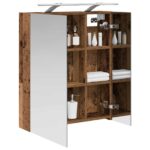 vidaXL Kúpeľňová zrkadlová skrinka Staré drevo 60 x 14,5 x 70 cm – Obrázok 3