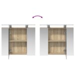 vidaXL Kúpeľňová zrkadlová skrinka Sonoma dub 60 x 14,5 x 50 cm – Obrázok 12