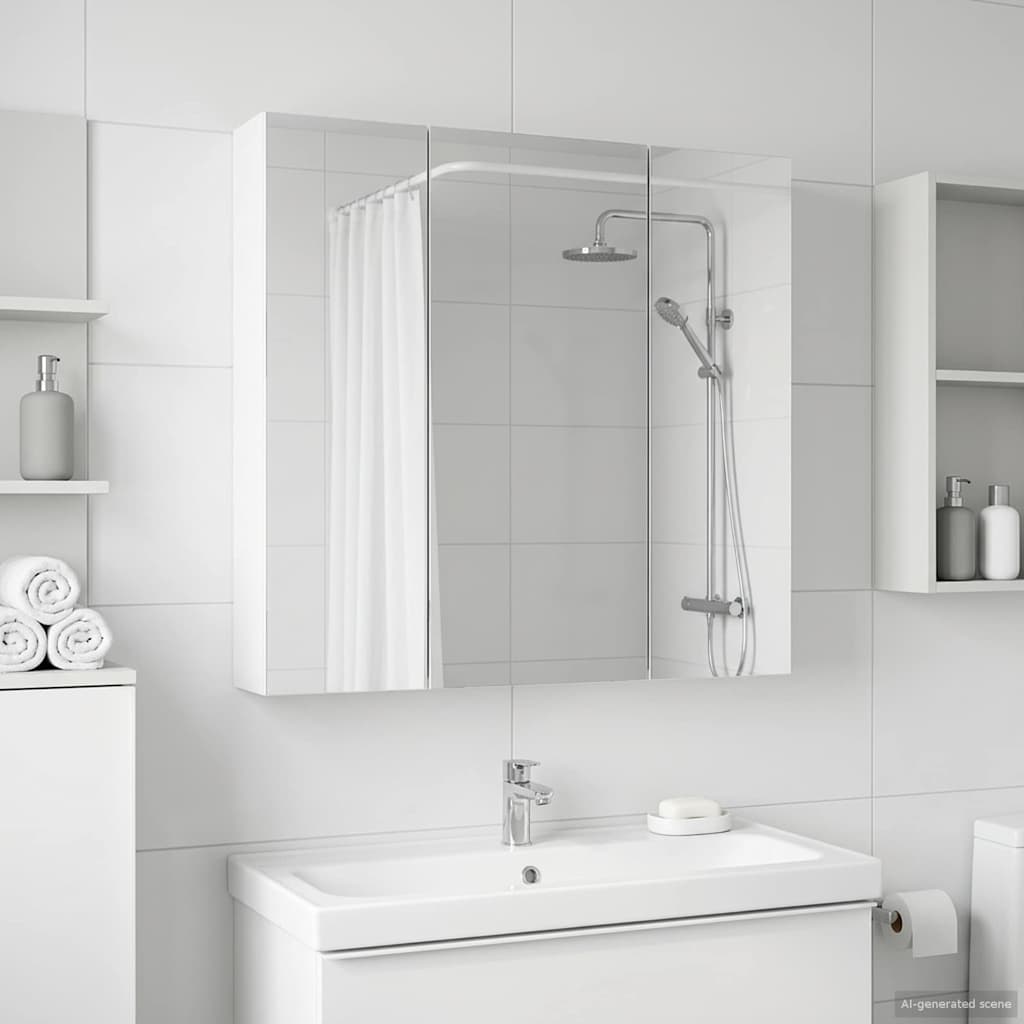 889087_1.jpg vidaXL Kúpeľňová zrkadlová skrinka Biela 70 x 14,5 x 70 cm – Obrázok 1