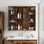 vidaXL Kúpeľňová zrkadlová skrinka Staré drevo 70 x 14,5 x 70 cm – Obrázok 4