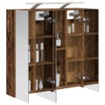 vidaXL Kúpeľňová zrkadlová skrinka Staré drevo 70 x 14,5 x 70 cm – Obrázok 3