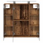 vidaXL Kúpeľňová zrkadlová skrinka Staré drevo 70 x 14,5 x 70 cm – Obrázok 7