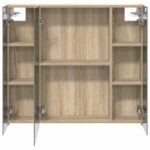 vidaXL Kúpeľňová zrkadlová skrinka Sonoma dub 80 x 14.5 x 70 cm – Obrázok 6
