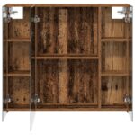 vidaXL Kúpeľňová zrkadlová skrinka Staré drevo 80 x 14.5 x 70 cm – Obrázok 6