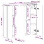 vidaXL Kúpeľňová zrkadlová skrinka Dymová dub 80 x 14.5 x 70 cm – Obrázok 13