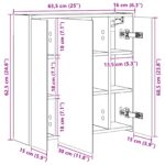 vidaXL Kúpeľňová zrkadlová skrinka Čierny dub 63,5 x 16 x 62,5 cm – Obrázok 11