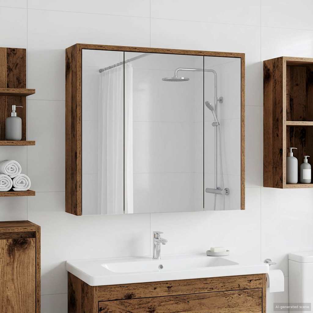 889157_1.jpg vidaXL Kúpeľňová zrkadlová skrinka Staré drevo 63,5 x 16 x 62,5 cm – Obrázok 1