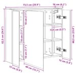 vidaXL Kúpeľňová zrkadlová skrinka Čierny dub 73,5 x 16 x 62,5 cm – Obrázok 11