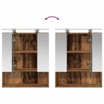 vidaXL Kúpeľňová zrkadlová skrinka Staré drevo 60 x 14.5 x 70 cm – Obrázok 12