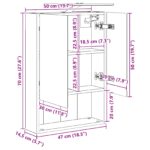 vidaXL Kúpeľňová zrkadlová skrinka Sonoma dub 50 x 14,5 x 70 cm – Obrázok 13