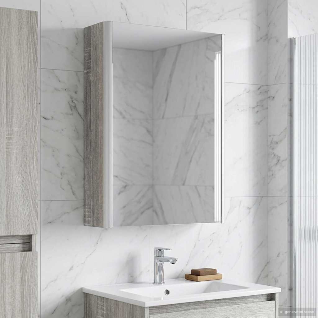 889220_1.jpg vidaXL Kúpeľňová zrkadlová skrinka Sivý Sonoma 33 x 11,5 x 50 cm – Obrázok 1