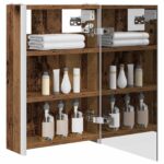 vidaXL Kúpeľňová zrkadlová skrinka Staré drevo 33 x 11,5 x 50 cm – Obrázok 3