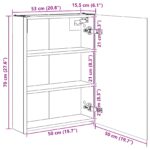 vidaXL Kúpeľňová zrkadlová skrinka Sivý Sonoma 53,5 x 15,5 x 70 cm – Obrázok 13