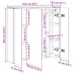 vidaXL Kúpeľňová zrkadlová skrinka Staré drevo 63,5 x 15,5 x 60,5 cm – Obrázok 13