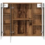 vidaXL Kúpeľňová zrkadlová skrinka Staré drevo 83,5 x 15,5 x 70 cm – Obrázok 7