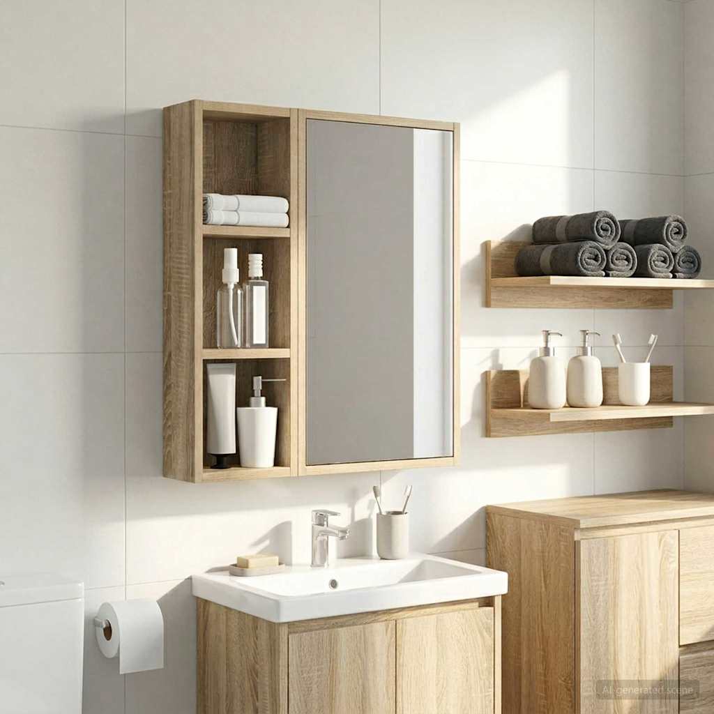 889289_1.jpg vidaXL Kúpeľňová nástenná skriňa Nástenný Sonoma dub 20 x 10 x 60,5 cm – Obrázok 1