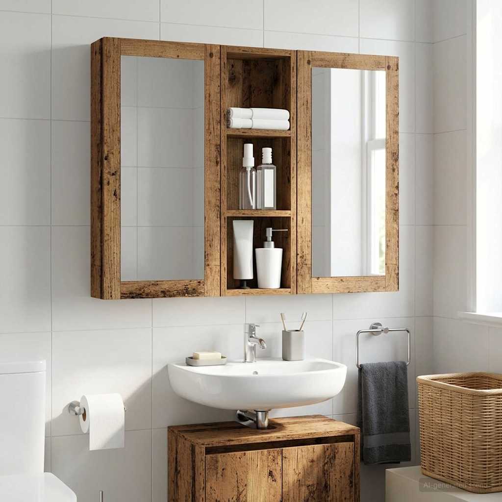 889293_1.jpg vidaXL Kúpeľňová nástenná skriňa Staré drevo 20 x 10 x 60,5 cm – Obrázok 1