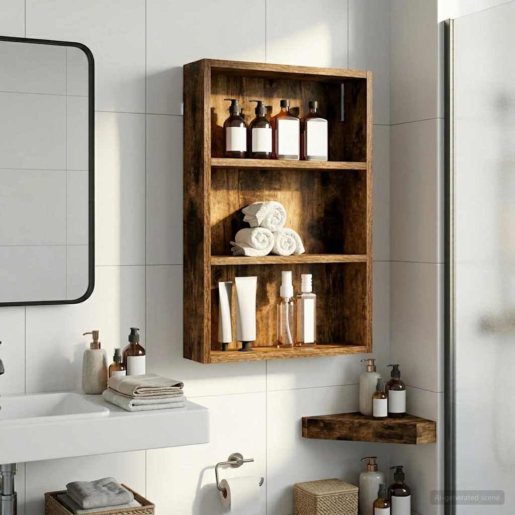 889355_1.jpg vidaXL Kúpeľňová nástenná skriňa Nástenný Údený Dub 40 x 10 x 60,5 cm – Obrázok 1