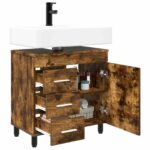 vidaXL Kozmetický stolík do kúpeľne Dymový dub 60 x 35 x 60 cm – Obrázok 3