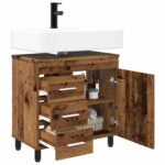 vidaXL Kozmetický stolík do kúpeľne Staré drevo 60 x 35 x 60 cm – Obrázok 3