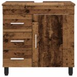 vidaXL Kozmetický stolík do kúpeľne Staré drevo 60 x 35 x 60 cm – Obrázok 5