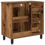 vidaXL Kozmetický stolík do kúpeľne Staré drevo 60 x 35 x 60 cm – Obrázok 7