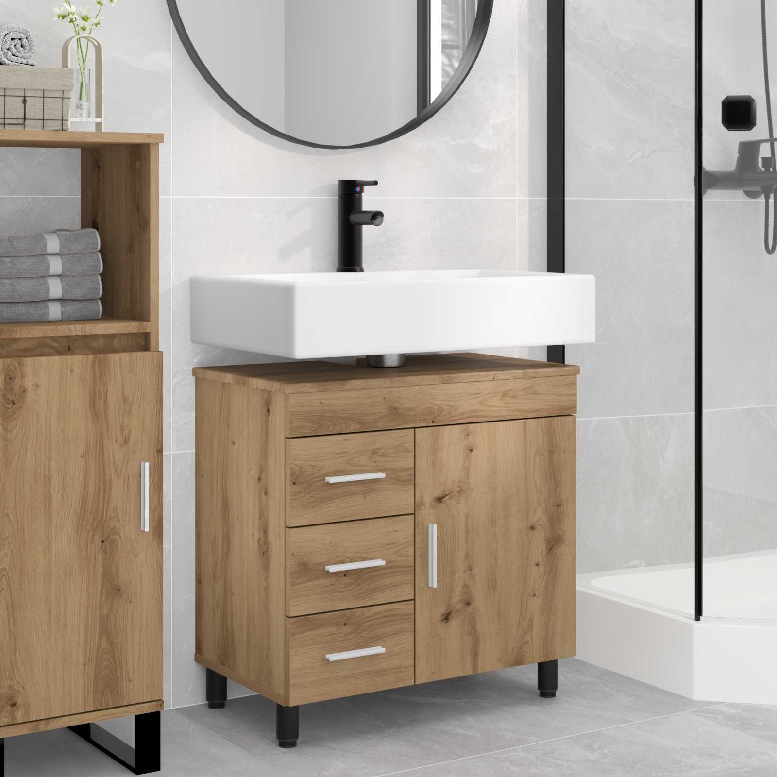 889384_1.jpg vidaXL Kozmetický stolík do kúpeľne Dub artisan 60 x 35 x 60 cm – Obrázok 1