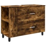 vidaXL Kozmetický stolík do kúpeľne Dymový dub 80 x 35 x 60 cm – Obrázok 2
