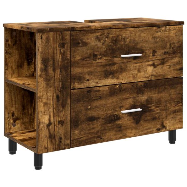 vidaXL Kozmetický stolík do kúpeľne Dymový dub 80 x 35 x 60 cm – Obrázok 2