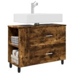 vidaXL Kozmetický stolík do kúpeľne Dymový dub 80 x 35 x 60 cm – Obrázok 3