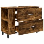 vidaXL Kozmetický stolík do kúpeľne Dymový dub 80 x 35 x 60 cm – Obrázok 4