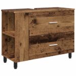 vidaXL Kozmetický stolík do kúpeľne Staré drevo 80 x 35 x 60 cm – Obrázok 2