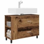 vidaXL Kozmetický stolík do kúpeľne Staré drevo 80 x 35 x 60 cm – Obrázok 3