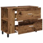 vidaXL Kozmetický stolík do kúpeľne Staré drevo 80 x 35 x 60 cm – Obrázok 4