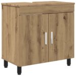 vidaXL Kozmetický stolík do kúpeľne Dub artisan 60 x 35 x 60 cm – Obrázok 2