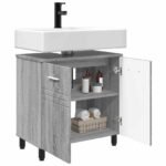 vidaXL Kozmetický stolík do kúpeľne Sivý Sonoma 60 x 35 x 60 cm – Obrázok 3