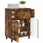 vidaXL Kozmetický stolík do kúpeľne Dymový dub 60 x 35 x 80 cm – Obrázok 3
