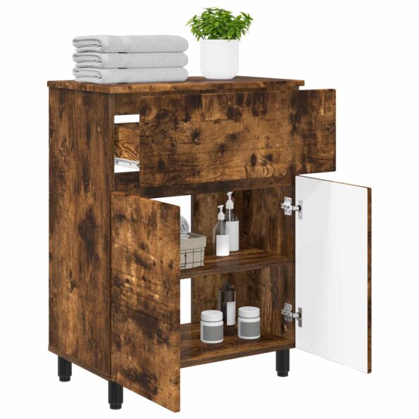 vidaXL Kozmetický stolík do kúpeľne Dymový dub 60 x 35 x 80 cm – Obrázok 3