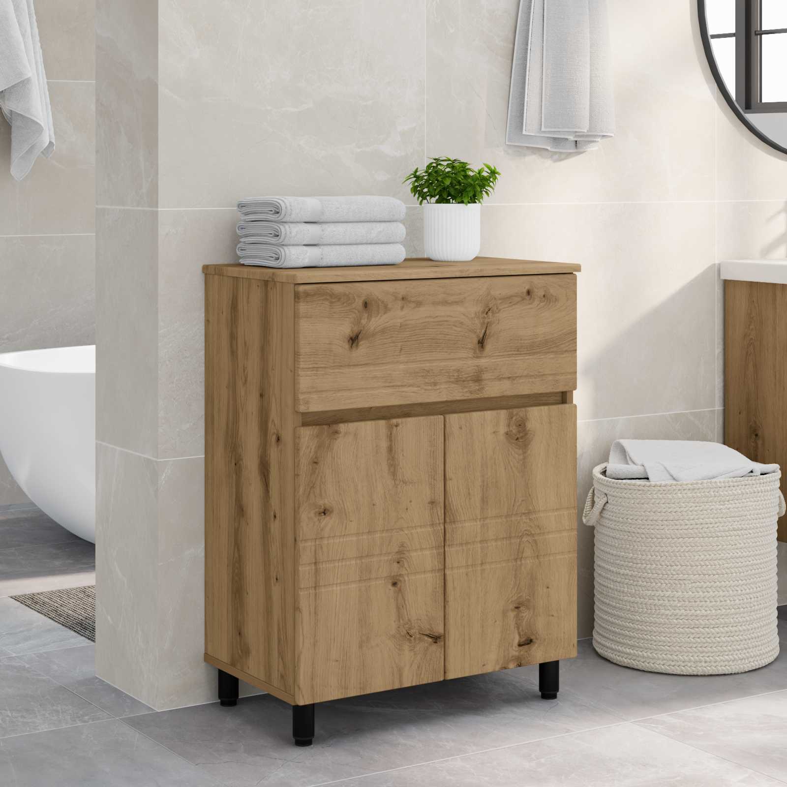 889424_1.jpg vidaXL Kozmetický stolík do kúpeľne Dub artisan 60 x 35 x 80 cm – Obrázok 1
