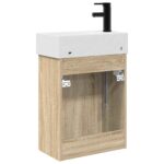 vidaXL Kúpeľňová skrinka s batériou Dub sonoma 45,5 x 22,5 x 84 cm – Obrázok 7