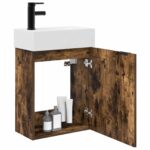 vidaXL Kúpeľňová skrinka s batériou Dymový dub 45,5 x 22,5 x 84 cm – Obrázok 3